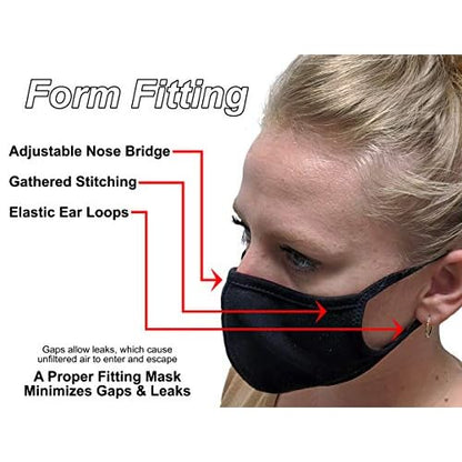 Universal Cloth Face Masks ? Reusable Dust & Allergy Masks ? 100% Cotton, 2 Layer, Washable, for Teens & Adults ? Protects from Dust, Pollen, Pet Dander & More (Gray, Medium- Pack of 4)