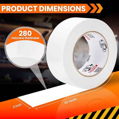 Perco Professional-Grade Duct Tape | Water-Resistant, Heavy-Duty Adhesive, Multipurpose Duct Tape for Reliable Convenient Repairs, Marking, Cable Management | 30-Yard x 2inch Per Roll (White)