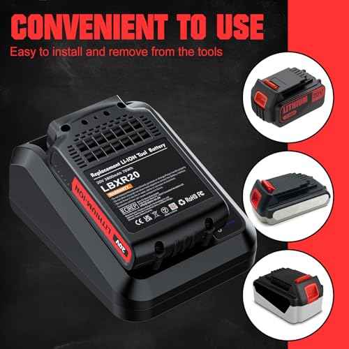 Replacement for Black and Decker Battery 20V and Charger 3.8Ah Lithium Max Compatible with LB2X4020 LBXR2020-OPE LBXR20-OPE2 LBXR20B-2 LB2X3020-OPE LBXR20BT 2Pack Outdoor Cordless Power Tools