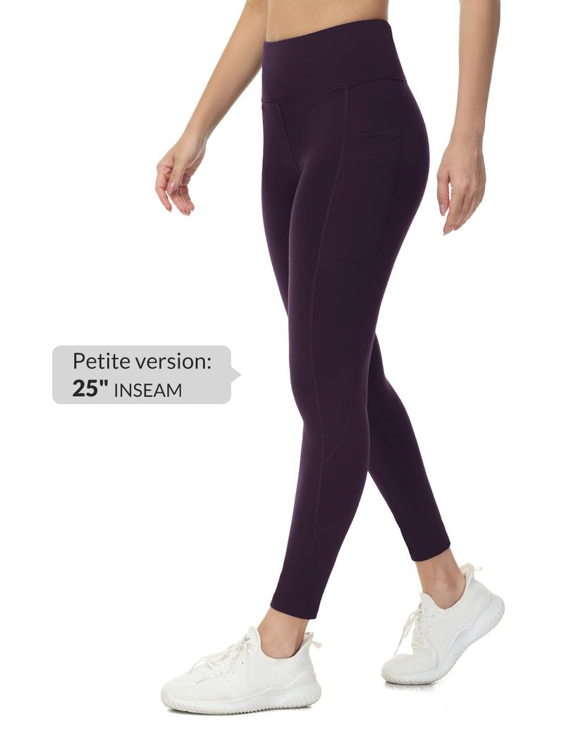 baleaf Fleece Lined Leggings Women Water Resistant 25" Petite Winter Warm Legging Thermal Running Tights Yoga Hiking Pants Purple S