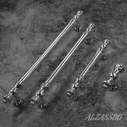 Alzassbg 10 Pack Polished Chrome Cabinet Pulls, 5 Inch(128mm) Hole Centers Morden Straight Kitchen Cabinet Handles AL3085CP