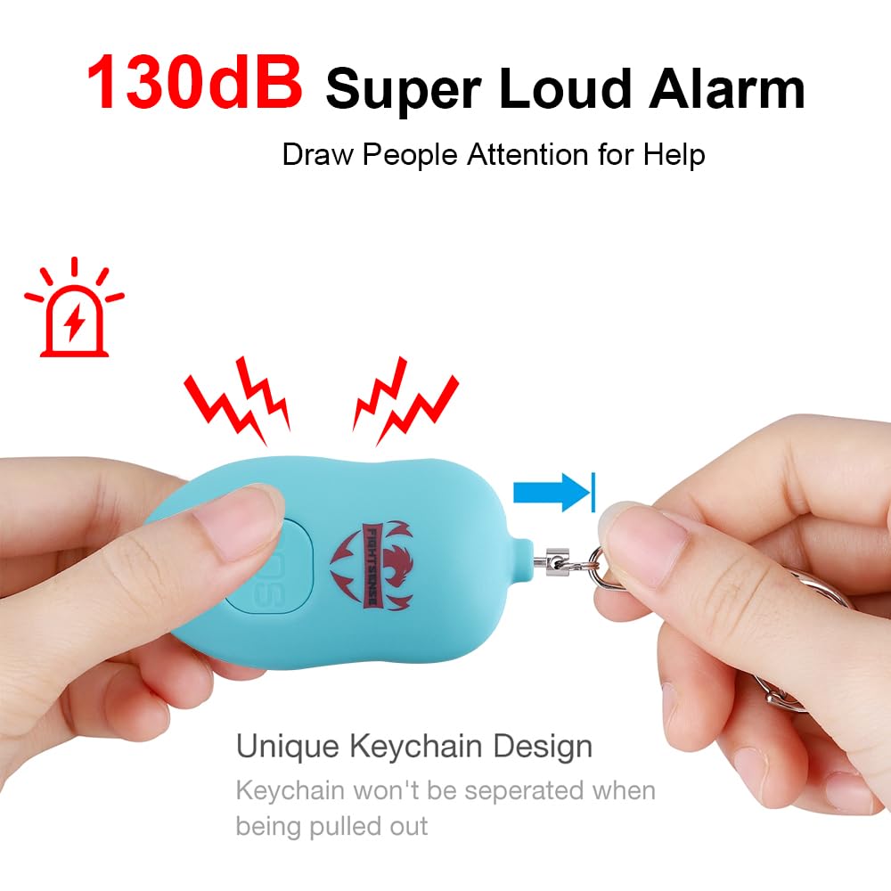 Fightsense Personal Alarm Keychain with Snap Hook, 130dB Siren Safety Alarm for Women LED Light (300m Audible) (Black)