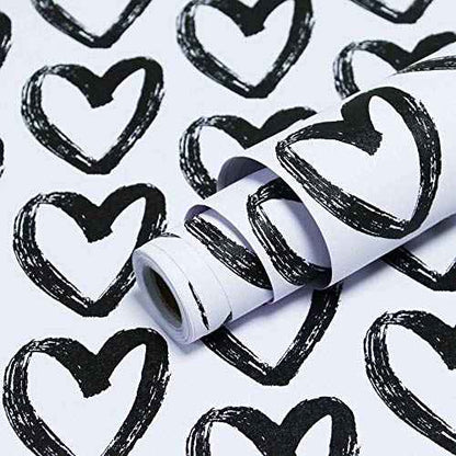 Timeet Black White Wallpaper - Peel & Stick 17.7"x118" Modern Wall Decoration