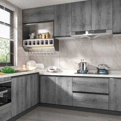 Stickyart Thick Grey Wood Cabinet Wallpaper Wood Grain Contact Paper Peel and Stick Vintage Wallpaper Self Adhesive Removable Gray Wood Paper for Countertops Cabinets Drawers Closet Shelves 12"x80"