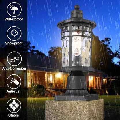 Darkaway Outdoor Post Lights Lamp Posts Outdoor Lighting, Aluminum Post Lights Outdoor Light Fixtures with Water Ripple Glass, Pole Light for Outside Patio Yard Garden