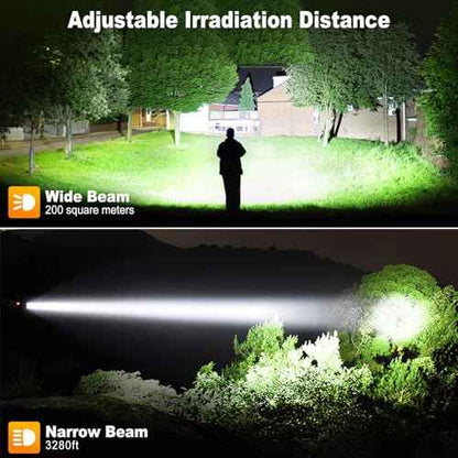 Rechargeable Flashlights 90000 High Lumen, 10000 ?Ah ¥ÂATTERY LED Flashlight with Cob-Light for Home, Super Bright Flash Light 7 Modes, IPX7 Waterproof for Outdoor Camping