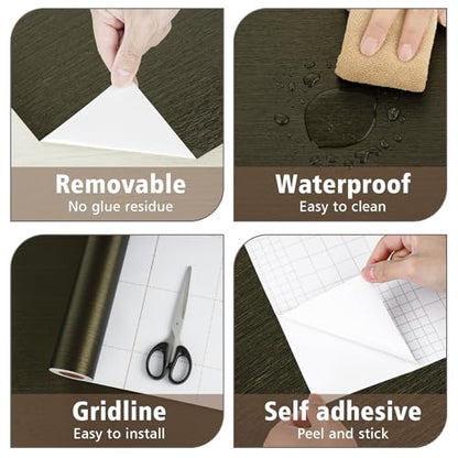 Bronze Black Stainless Steel Contact Paper Metal Brushed Peel and Stick Wallpaper for Bathroom Kitchen Countertops Thick Heat Resistant Brown Contact Paper for Appliances Dishwasher Fridge