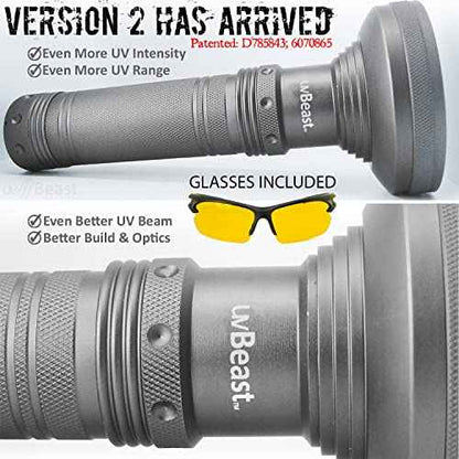 uvBeast V2 - Black Light UV Flashlight with HIGH Definition with Flood Effect 385-395nm UV Best for Commercial/Domestic Use Works Even in Ambient Light ? USA Stock ? UK Design