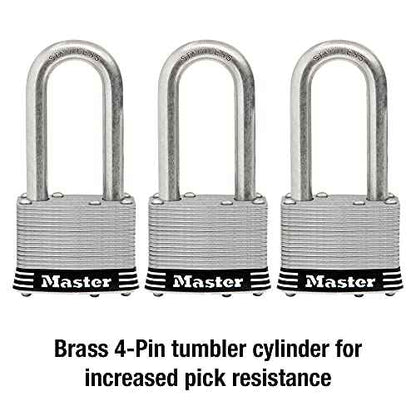 Master Lock 1SSTRILH Stainless Steel Outdoor Padlock with Key, 3 Pack Keyed-Alike