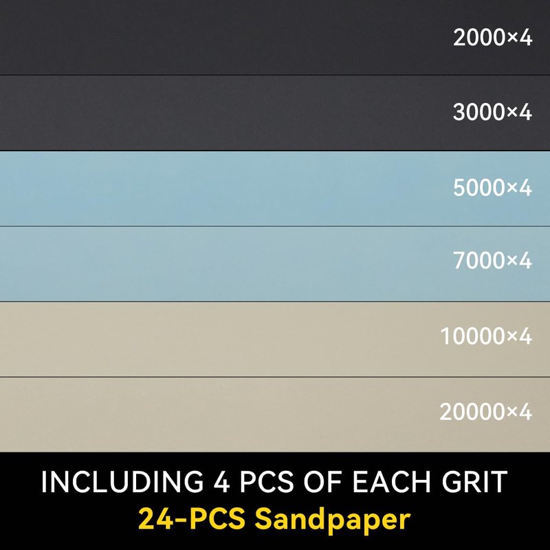 MASONTOOL 24Piece Ultra Fine Sandpaper 2000 3000 5000 7000 10000 20000Grit