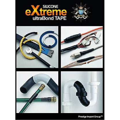 Prestige Import Group Extreme Ultra Bond Self-Fusing Silicone Rubber Insulating & Repair Tape - 1 Inch Width x 10 Feet Length - 1 Roll - Color: Black