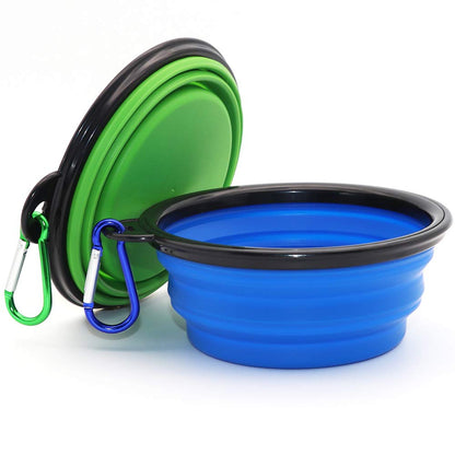 Comsun 2-Pack Extra Large Size Collapsible Dog Bowl, Foldable Expandable Cup Dish for Pet Cat Food Water Feeding Portable Travel Bowl Blue and Green