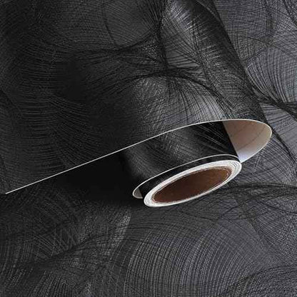 VaryPaper Modern Textured Black Wallpaper Peel and Stick Spiral Circle Geometric Wallpaper for Bedroom Bathroom Removable Self Adhesive Vinyl Black Contact Paper for Walls Cabinets 15.7''x78.7''