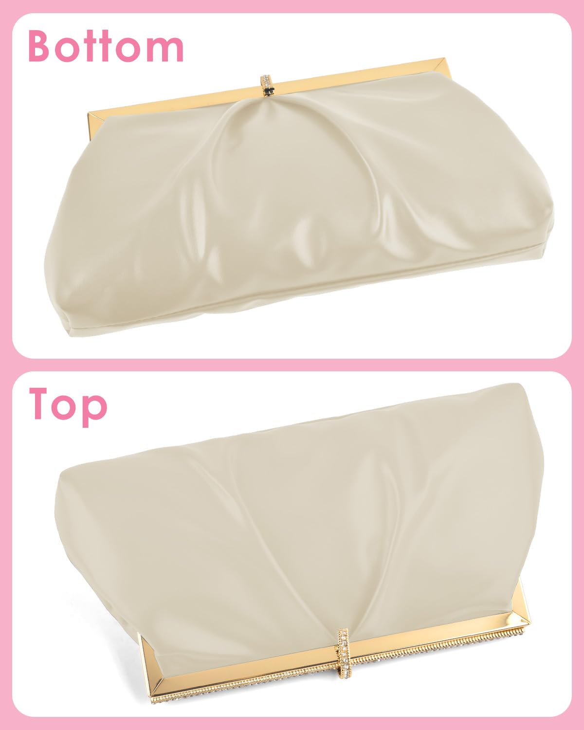 TINDTOP Clutch Purses for Women, PU Leather Formal Evening Bags Shoulder Party Handbags Wedding Cocktail Prom Clutches (A-Nude)