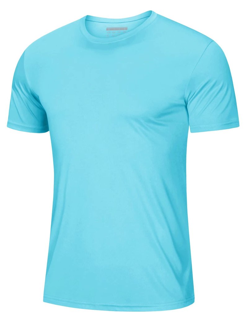 Mens Sun Shirts UPF 50+ Short Sleeve T-Shirt Fishing Shirts Quick Dry Moisture Wicking Performance Shirts Rash Guards Beach Shirts Ice Blue