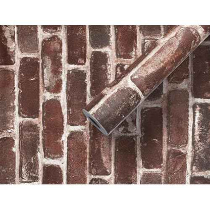Red Brick Wallpaper Peel and Stick Realistic Distressed Textured Rock Stone Self Adhesive Contact Paper Embossed Vintage Removable Vinyl Wall Paper Faux Brick Look Wall Covering 118inch