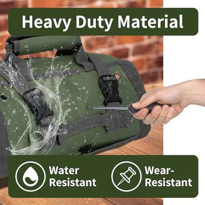 Heavy Duty Tool Roll Bag Organizer with Detachable Pouches, Gift for Men, Father's Day, For Mechanic, Electrician, Plumber, Carpenter (GREEN)