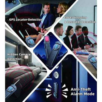 Hidden Camera Detector, Portable Anti-Spy Device, RF Signal Scanner, GPS Tracker & Bug Detector with Anti-Theft Alarm Mode for Hotels, Travel, Home & Office Privacy Protection Tool