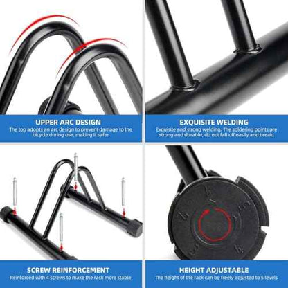 Metal Bike Storage Rack, Floor Stand for 3 Bicycles, Outdoor Loop Parking Holder for Garage, Shed (1 paragraph)