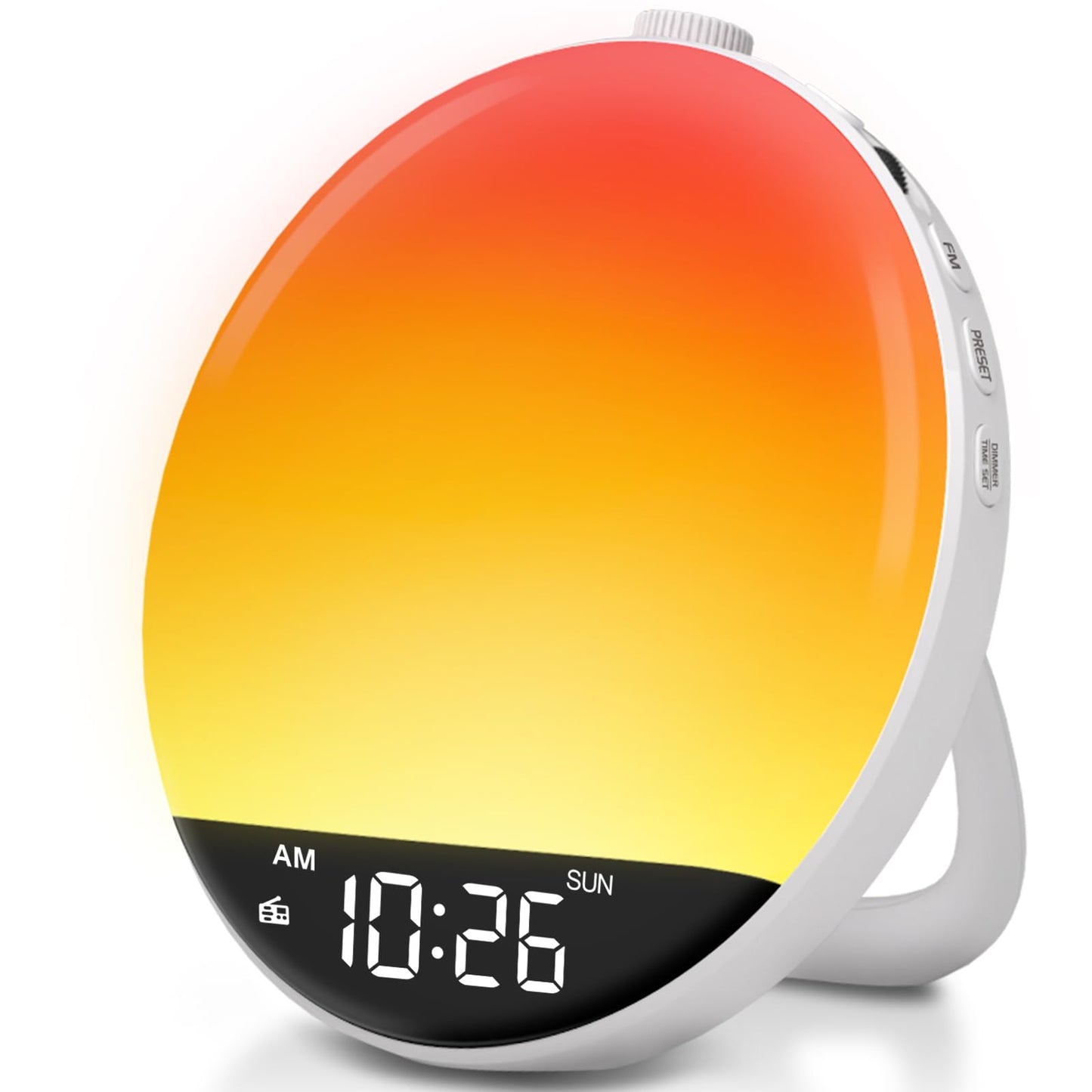 DreamSky Sunrise Alarm Clock Radio for Bedroom - Wake up Light Alarm Clock for Kids Heavy Sleepers Adults, Digital FM Radio with Bluetooth Speaker, Volume Control, Dimmable RGB Night Light, Timer