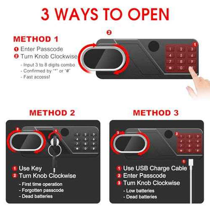 1.2 Cub Small Safes for Home, Anti-Theft Steel Security Home Safe Box with Combination Lock, Alarm System and Removable Shelf, Personal Document Safe for Money Medicine Valuables