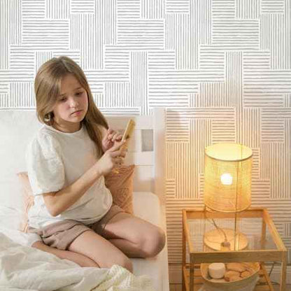 Naphite Grey Modern Peel and Stick Wallpaper Boho Striped Line Contact Paper for Cabinets Drawers Geometric Self Adhesive Removable Wallpaper for Bedroom Bathroom Waterproof Wall Decor 17.3inW 78.7inL