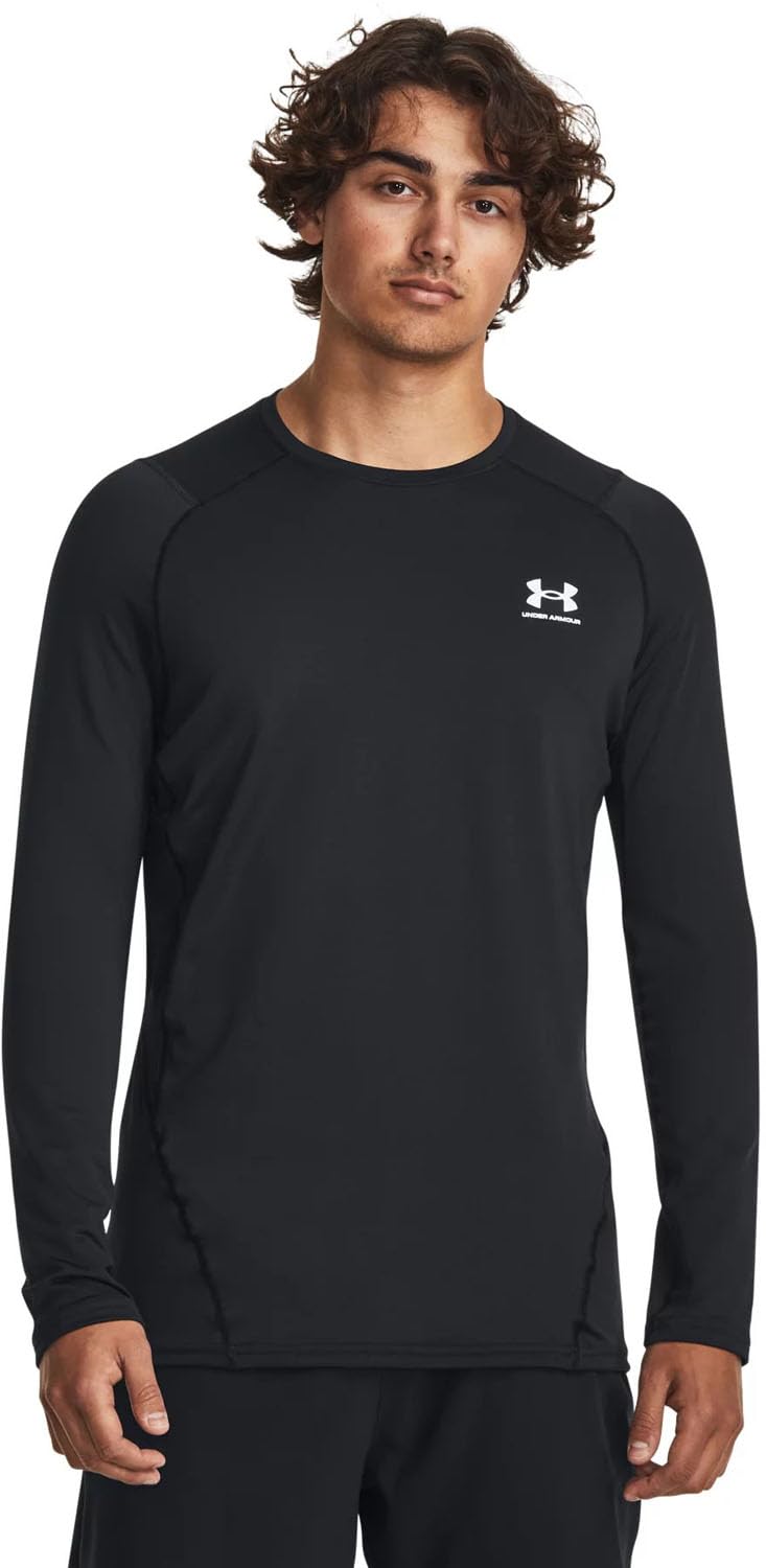 Under Armour Men's ColdGear Fitted Crew Shirt Top 1366068 (US, Alpha, Large, Regular, Regular, Black/White - 002)