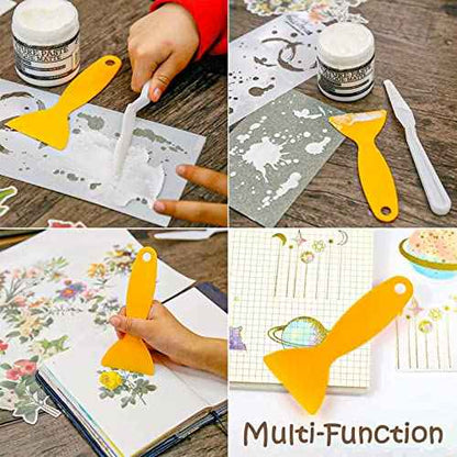 10pcs Plastic Spatula Paint Scrapers, Flexible Resin Scraper Putty Knife Air Bubble Remover Sticker Installation Tool for 3D Printing Resin Removal Spackling Patching Decal