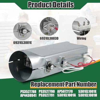 5301EL1001A 5301EL1001H Dryer Heating Element,Fit for DLE2101W DLE2516W DLE3777W DLE0442W DLE5977B DLE7177WM DLEX8377NM Dryer,Replaces 5301EL1001G 5301EL1001J etc