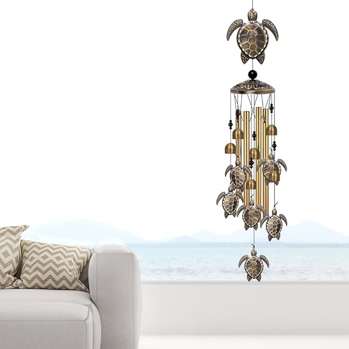 Sea Turtles Wind Chimes Decor, Mobile Blessing Wind Bells Decorate, Sympathy Wind Catcher, Memorial Gifts for Mom,Grandma,Woman (Housewarming/Outside/Indoor/Home/Room/Porch/Yard/Garden Decoration)