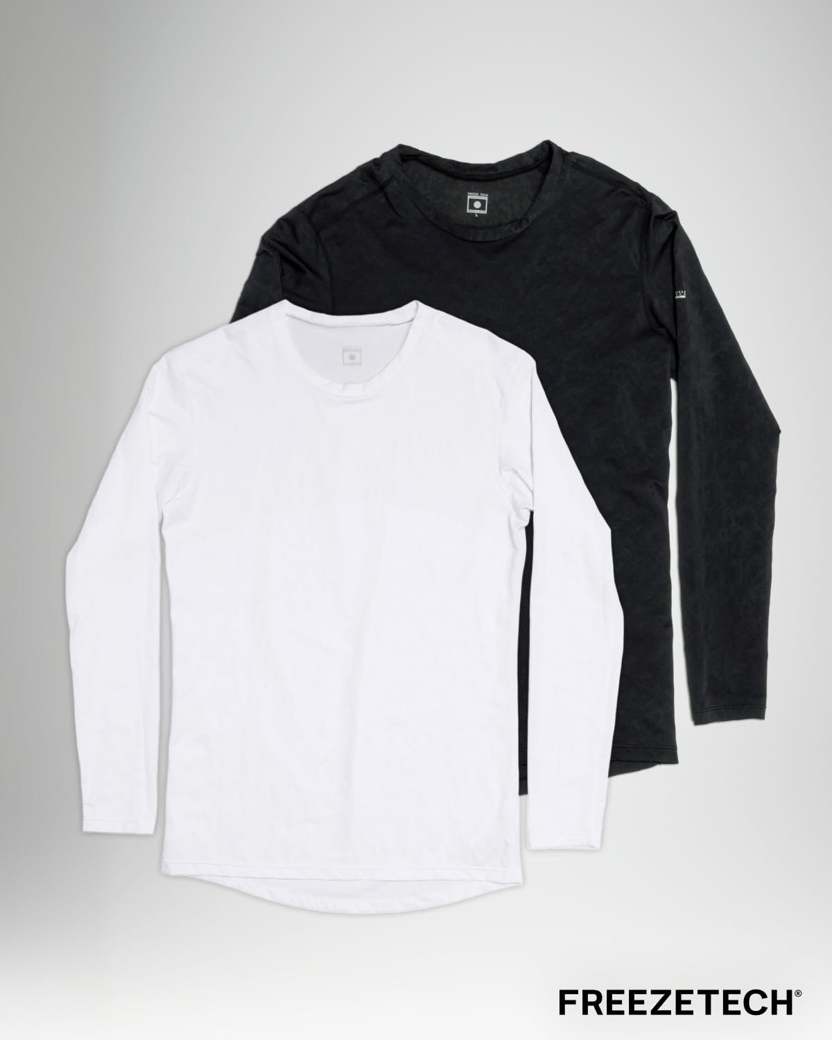 FREEZETECH Men’s Cooling Long Sleeve Shirt White Small – Breathable Moisture-Wicking Athletic Top with Advanced Cooling Print & UPF 40+ for Running Training Gym