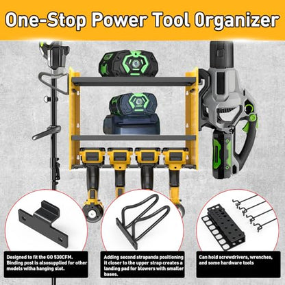 Wall Mount for EGO-Compatible Tools ? 3-Layer Adjustable Garage Organizer 200lbs ? Heavy Duty Hanger for Leaf Blower, Trimmer, Weed Eater