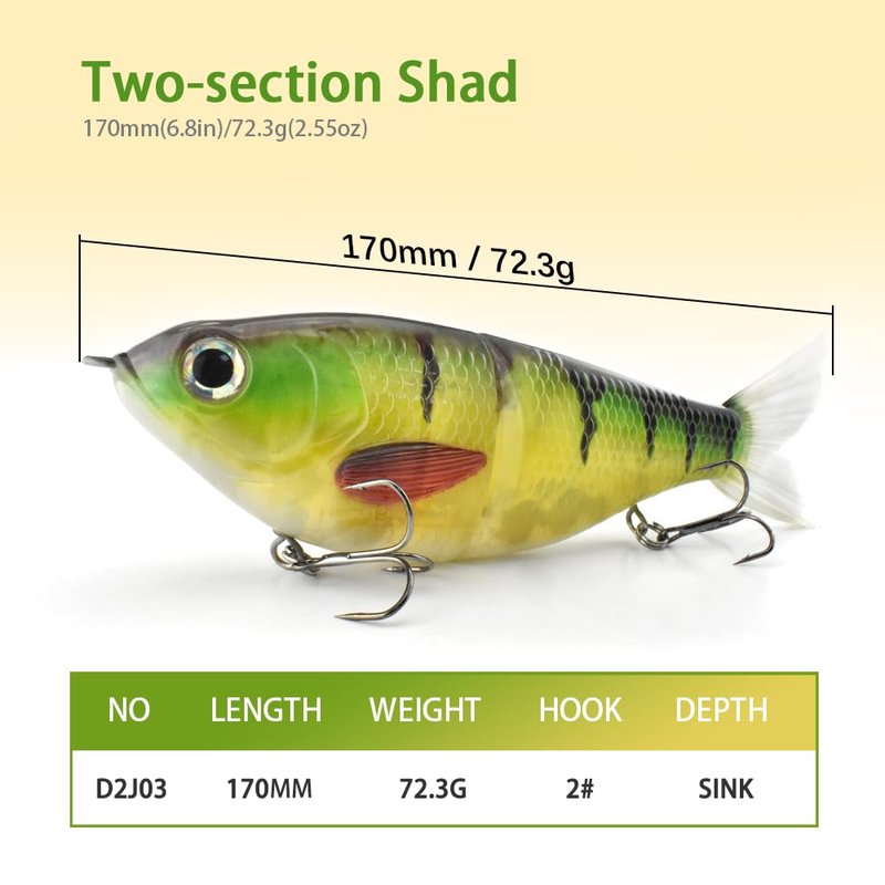 ODS Lure Slow Sinking Glide Bait with Fur Tail Lifelike Fishing Tackle for Trout Shad Bass Musky (Color B)