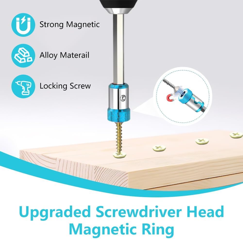 6 PCS Upgraded Screwdriver Head Magnetic Ring, 1/4 Inch/6.35mm Universal Screw Magnetizer Ring for Hex Screwdriver & Power Bits (Mix)