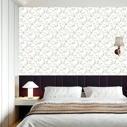 Modern Floral Peel and Stick Wallpaper Boho Green Leaf Branches Contact Paper for Cabinets Self-Adhesive Removable Wallpaper for Bedroom Farmhouse Contact Paper for Bathroom Waterproof 17.5" x 118"