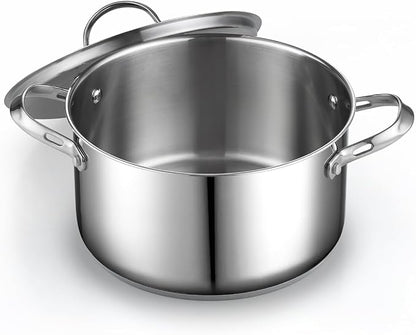Cooks Standard Classic 6 Quart Stock Pot with Lid, Stainless Steel Dutch Oven