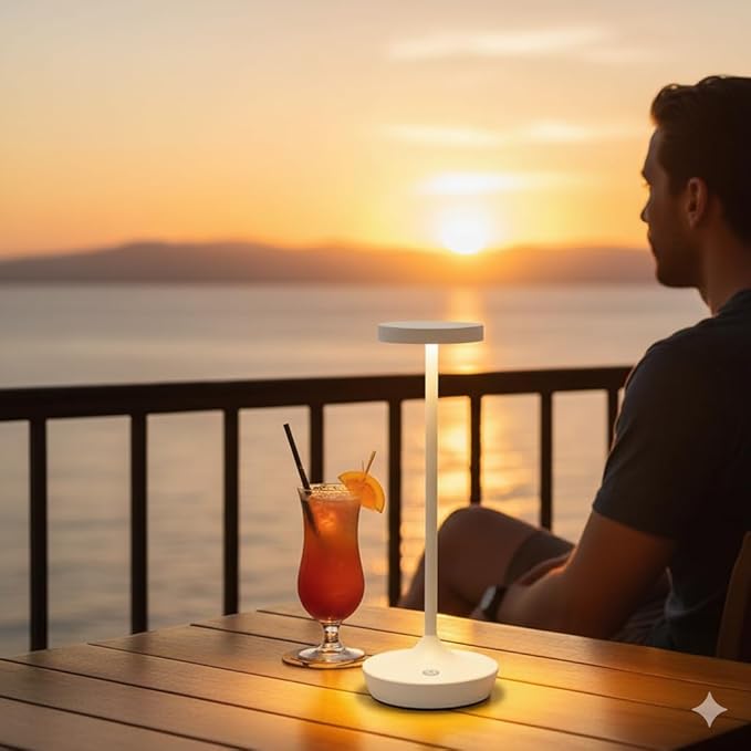 Cordless Table Lamp Rechargeable - 6000mAh LED Battery Operated Table Light - Portable Touch Dimmable Outdoor Waterproof Table Lamps for Patio Bar Restaurant Dining (2 White)
