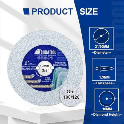 SHDIATOOL Glass Diamond Cutting Disc 2-Inch Saw Blade, Ultra-Thin Cut Off Wheel for Tile Ceramic Porcelain Marble 50mm (5 of Pack)
