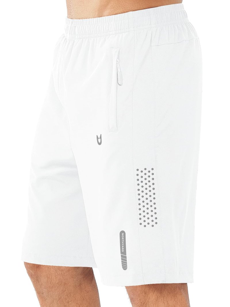NORTHYARD Men's Athletic Running Shorts Quick Dry Workout Shorts 7"/ 5"/ 9" Lightweight Sports Gym Basketball Shorts Hiking Exercise WHITE-9inch S
