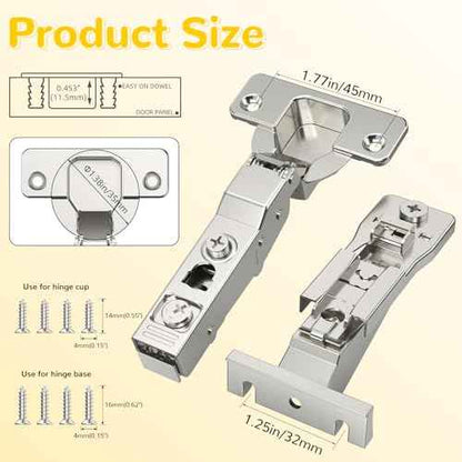 Onemake 8 Pack 110¡Æ Face Frame Inset Cabinet Hinges, Soft Closing 3D Adjustment, Clip On Plate, Smooth Slow Close Concealed Hidden Replacement, Easy Installation, Insert Hardware for Kitchen Cupborad