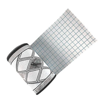 5 Meters Rhombus Grid 3D Self Adhesive Peel and Stick Waterproof Wall Border Easy to Apply 4 Inch by 16.5 Feet (Black)