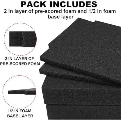 T-02571 Fit for Makita Customizable Foam Insert for Interlocking Cases - 4pcs, 2 Sizes, 2" Pre-Scraped & 1/2 Foam Bases