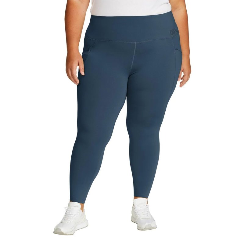 Eddie Bauer Women's Comfort Stretch Moisture Wicking Trail Legging Tight with Pockets (US, Alpha, X-Large, Regular, Regular, Blue)