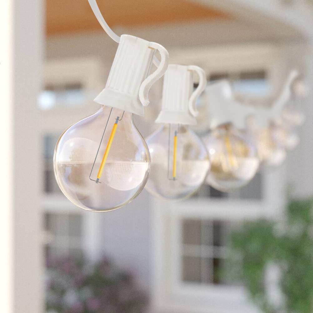 GOOTHY 50Ft LED Outdoor String Lights with 22 G40 LED Shatterproof Globe Bulbs(2 Spare), Connectable Hanging Outdoor Patio Lights for Backyard Garden Porch Party Decorations, White
