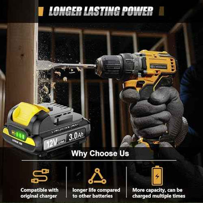TenHutt ¡¼Upgrade¡½ 12V 3.0Ah Replacement Battery for Dewalt 12V MAX Cordless Power Tool DCB120 DCB123 DCB124 DCB127 Lithium-ion Battery