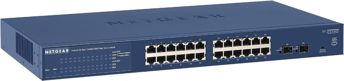 NETGEAR 8-Port Gigabit Ethernet Smart Switch (GS108T) - Managed, with 1 x PD Port, Optional Insight Cloud Management, Desktop or Wall Mount, Silent Operation, and Limited Lifetime Protection
