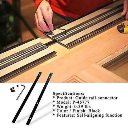 Guide Rail Connector Set P-45777 for Makita Track Saw Long Cuts£¬ Also Compatible with Festool, Fit for DeWalt, Fit in Integrated Guide Rail T-Slots for Secure Cutting, 2 PCS, Black