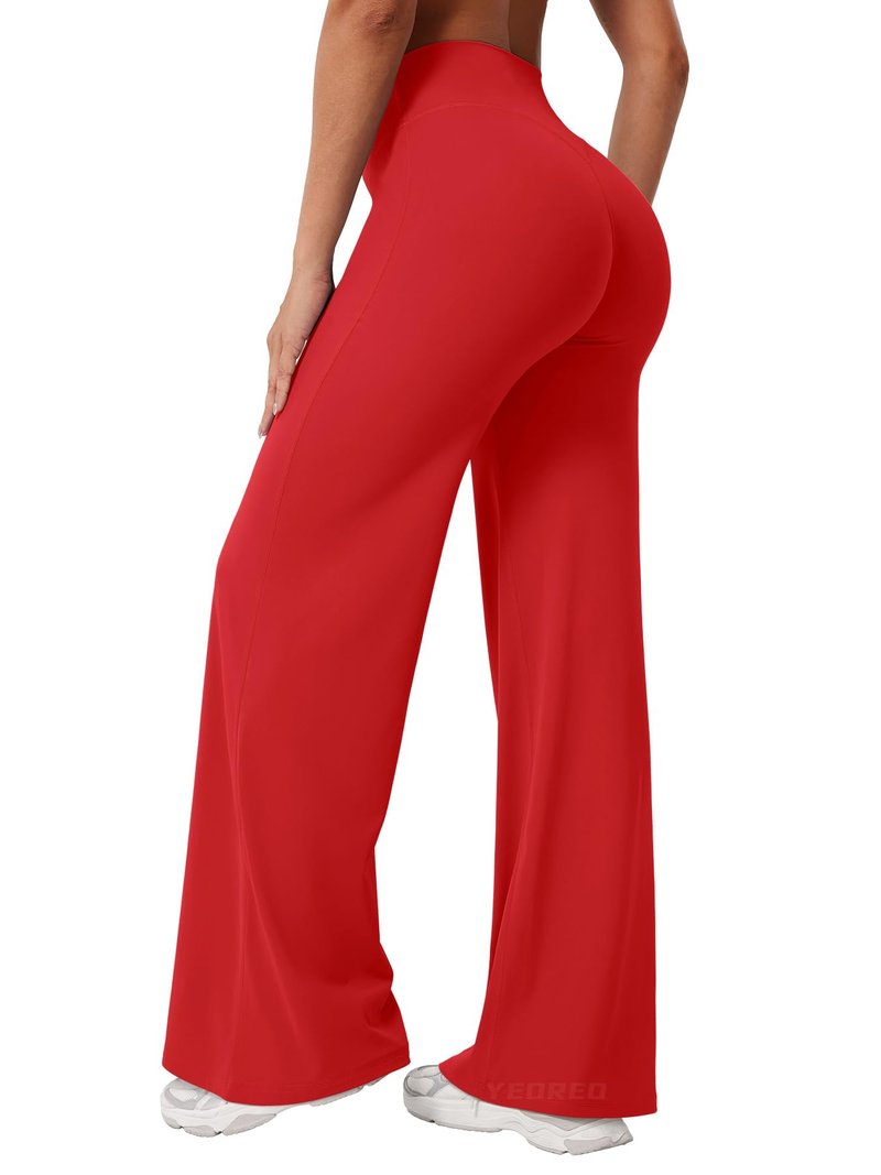 YEOREO Workout Leggings Womens No Front Seam Straight Leggings 31.5" High Waist Buttery Eddiy Gym Yoga Pants Red XXL