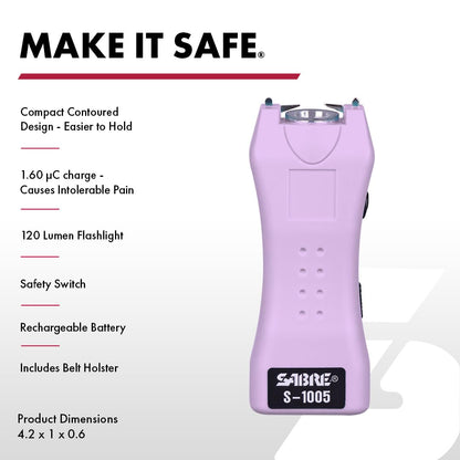 SABRE Pepper Spray & 2‑in‑1 Stun Gun with Flashlight Self Defense Kit – Fast Flip Top 10‑Second Safety Spray with Finger Grip & Keychain – Rechargeable Stun Gun, 1.60 µC Charge, 120‑Lumen LED Light
