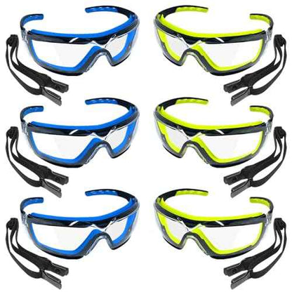6 PCS Safety Glasses for Men & Women, ANSI and CE Certified, Adjustable and Impact-Resistant, Anti-Fog Clear Lenses, 100% UV Eye Protection Glasses